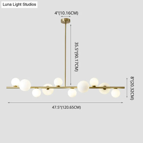 Contemporary Gold Metal Island Pendant Light With Glass Sphere For Dining Table