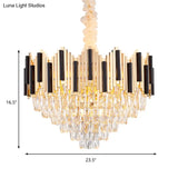 Contemporary Gold Multi Layer Ceiling Pendant Light With Crystal Prism - 6/10 Heads