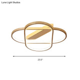 Contemporary Gold Oval Led Ceiling Light For Bedroom - Warm/White 19.5’/23.5’ Wide