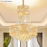 Contemporary Gold Pendant Chandelier With Octagon Crystal Ceiling Hang - 3/5 Lights 12’/15.5’ Wide