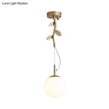 Contemporary Gold Plant-Shaped Pendant Light With Opal Glass And Frosted - Ideal For Hotels