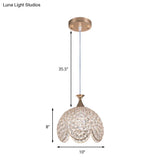 Contemporary Gold Ruffled Edge Crystal Pendant Lamp - 1 Light Dome Suspension Clear Various Sizes