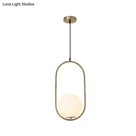 Contemporary Gold Sphere Drop Lamp With Cream Glass Shade - Ideal Ceiling Light For Bedroom