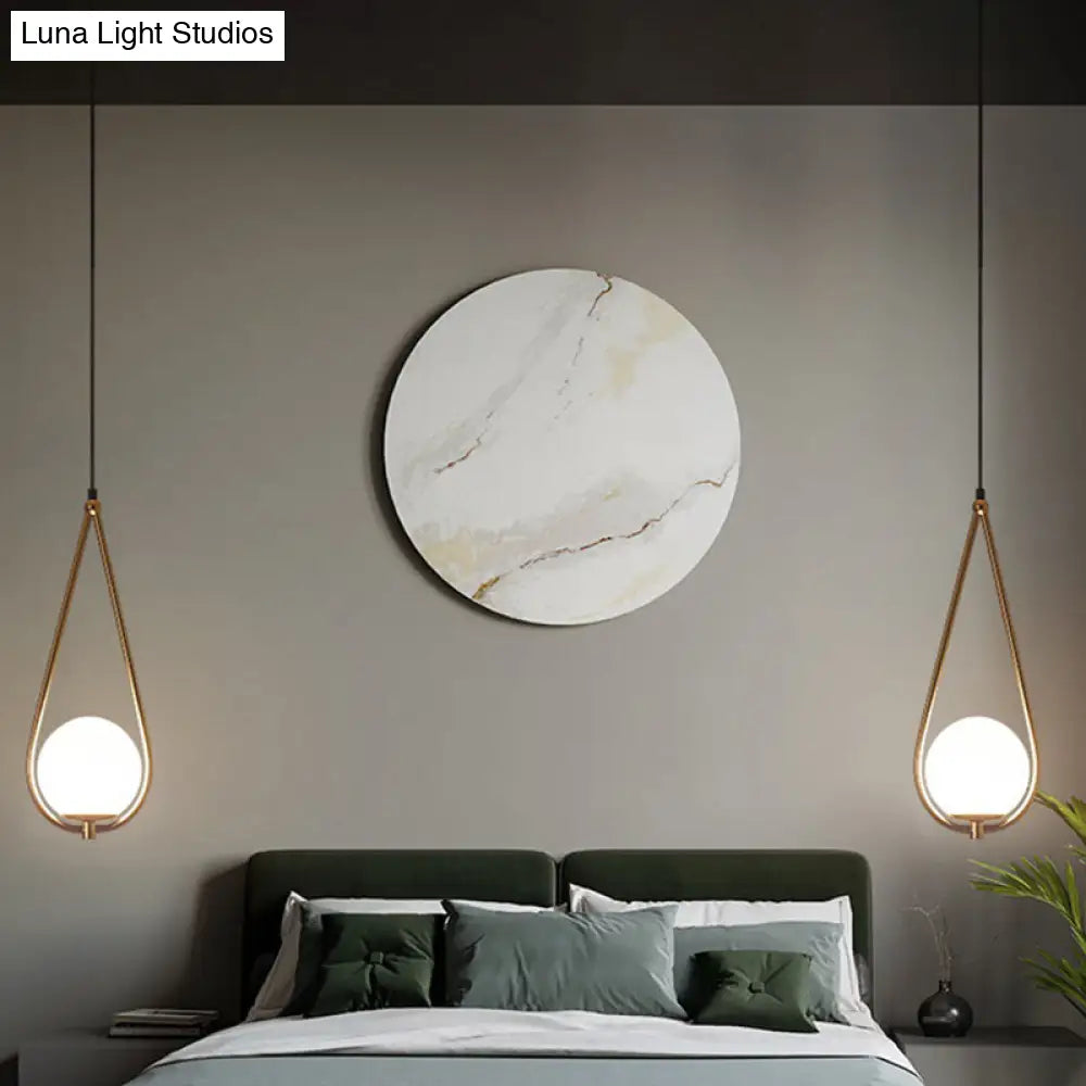 Contemporary Gold Sphere Drop Lamp With Cream Glass Shade - Ideal Ceiling Light For Bedroom / Small