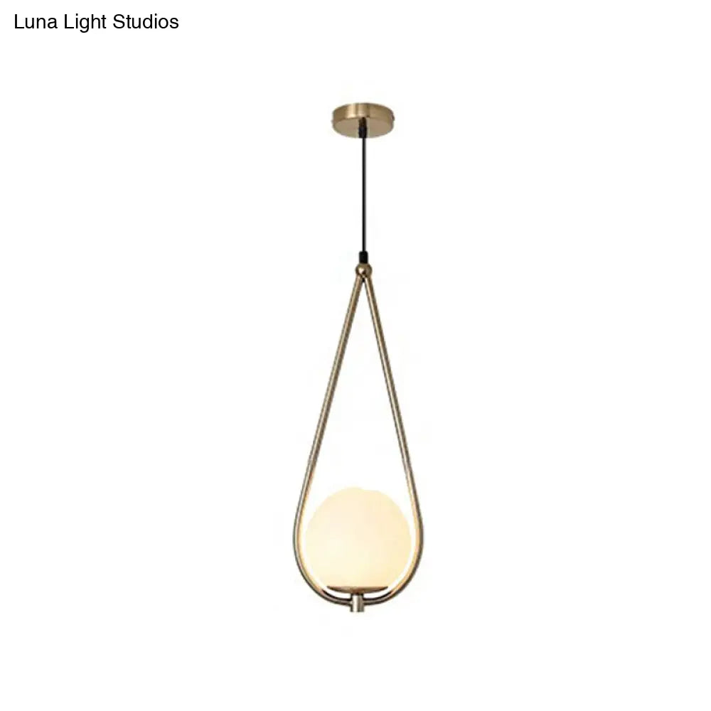 Contemporary Gold Sphere Drop Lamp With Cream Glass Shade - Ideal Ceiling Light For Bedroom