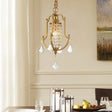 Contemporary Gold Swag Lamp With Clear Crystal Draping Pendant Lighting
