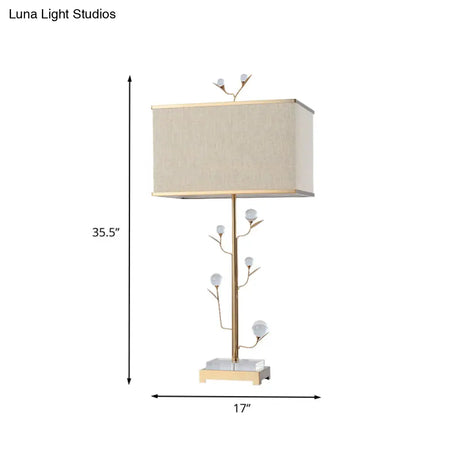 Contemporary Gold Table Lamp - Rectangular Shape Fabric Ideal For Reading 1 Bulb Book Light