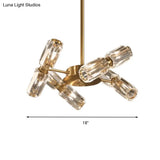 Contemporary Gold Tube Faceted Crystal Chandelier Lamp With 6/8/10 Bulbs - Hanging Ceiling Light