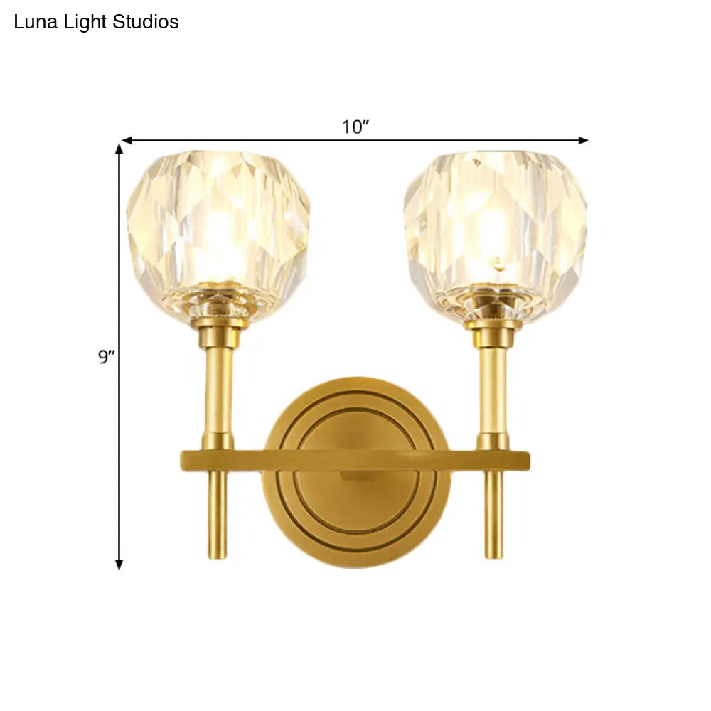 Contemporary Gold Wall Sconce With Clear Bevel Cut Glass - Elegant Lighting Solution