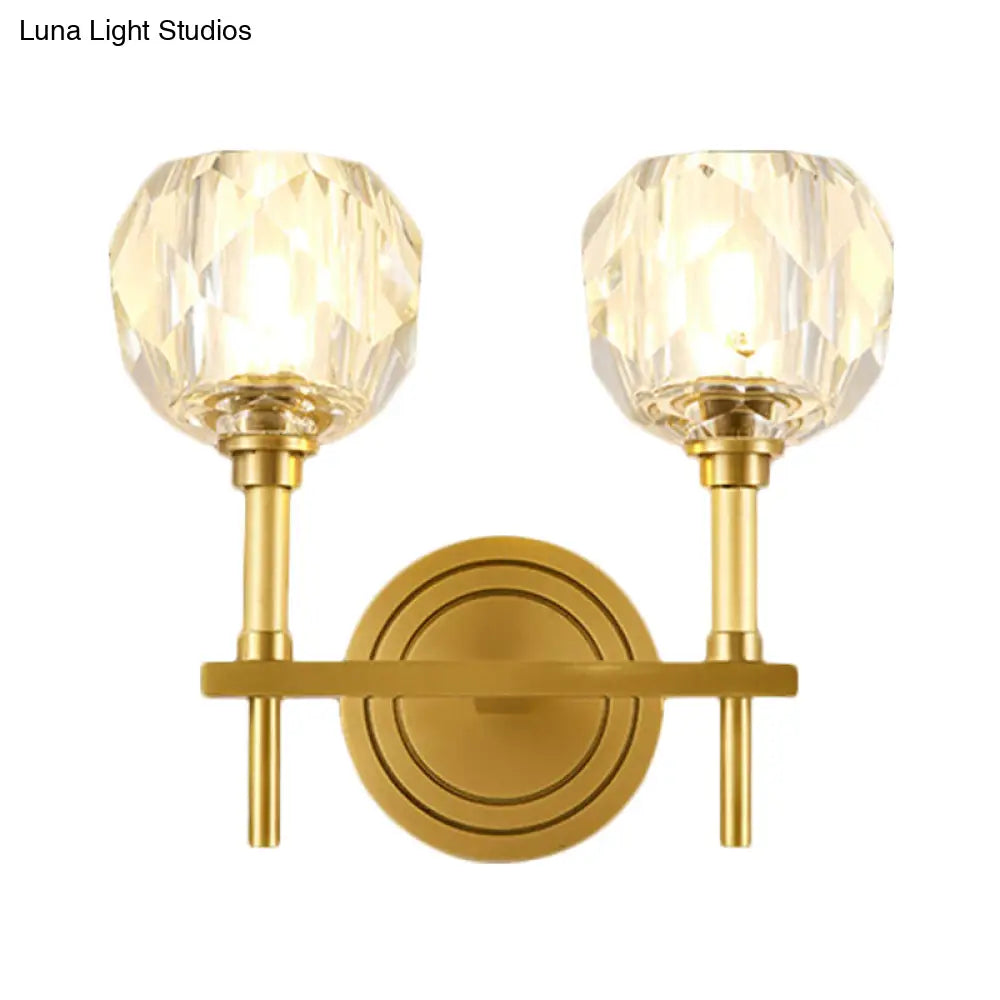 Contemporary Gold Wall Sconce With Clear Bevel Cut Glass - Elegant Lighting Solution