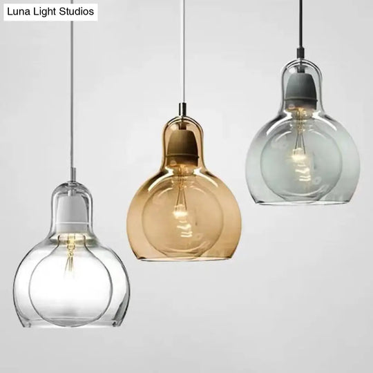 Contemporary Gourd Glass Pendant Light Fixture for Lounge