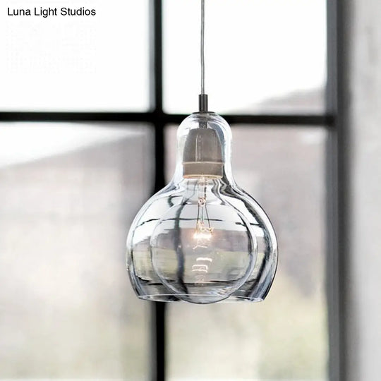 Contemporary Gourd Glass Pendant Light Fixture for Lounge