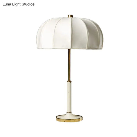 Contemporary Green/White Fabric Table Lamp With Metal Base - Shaded Task Lighting 1 Head
