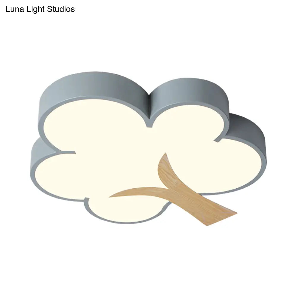 Contemporary Grey/Green Tree Led Ceiling Flush Mount Light For Bedroom