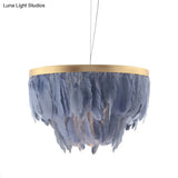 Contemporary Grey/White Suspension Lamp: 2-Tier Hanging Light With Fabric Shade For Living Room