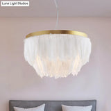 Contemporary Grey/White Suspension Lamp: 2-Tier Hanging Light With Fabric Shade For Living Room