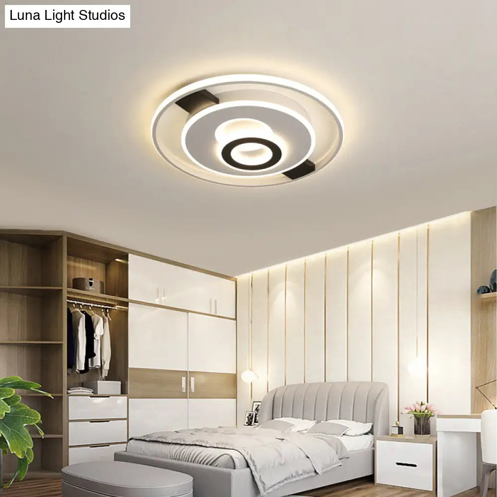Contemporary Halo Led Ceiling Light In Black-White - Thin Acrylic Flush Mount 16/19.5/23.5 Wide