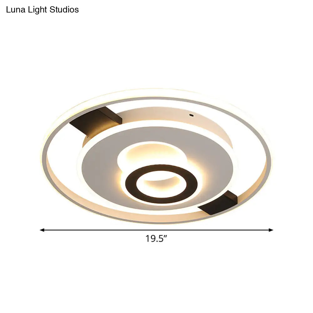 Contemporary Halo Led Ceiling Light In Black-White - Thin Acrylic Flush Mount 16/19.5/23.5 Wide