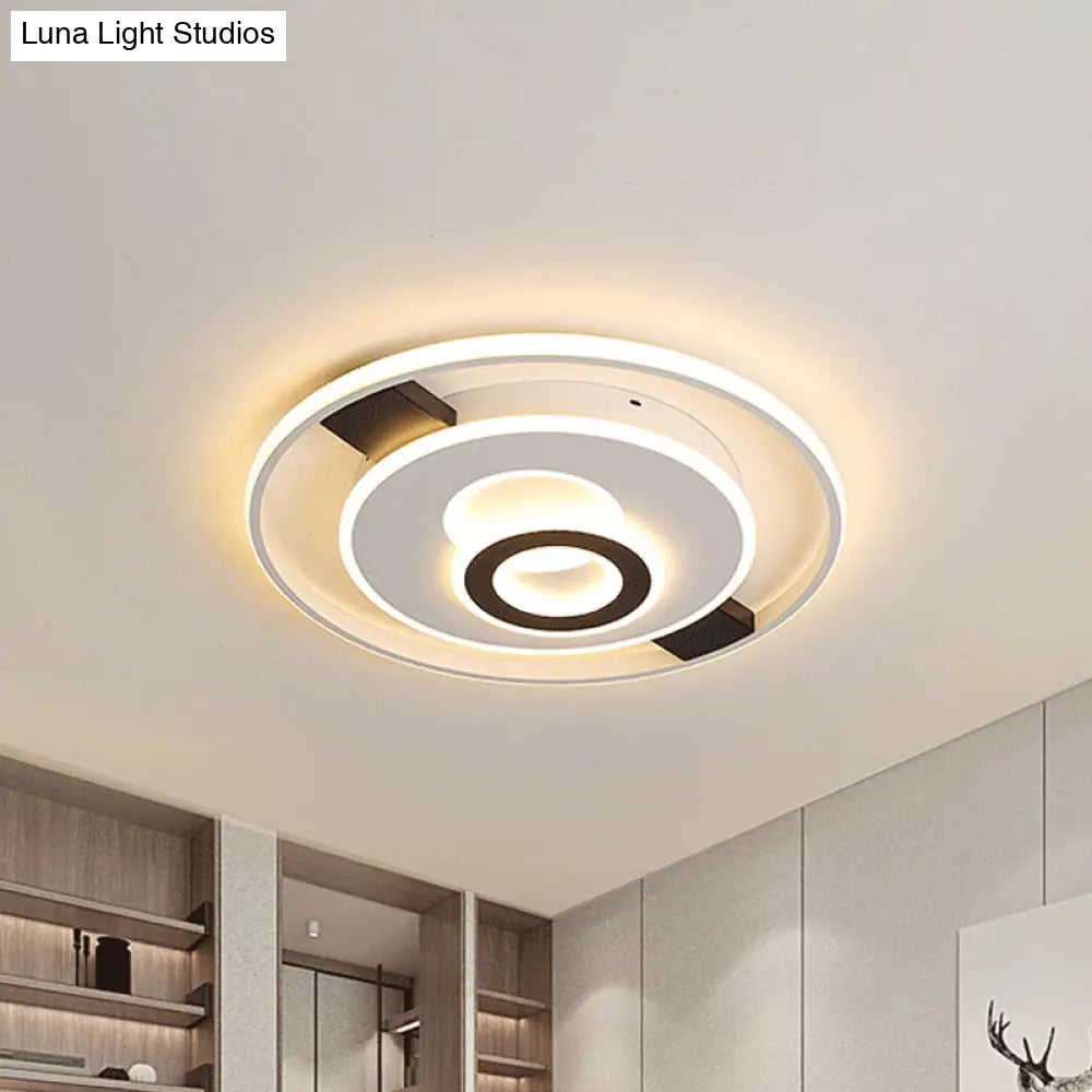 Contemporary Halo Led Ceiling Light In Black-White - Thin Acrylic Flush Mount 16/19.5/23.5 Wide