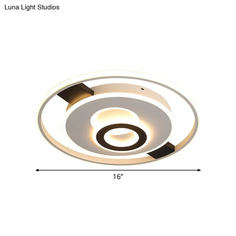Contemporary Halo Led Ceiling Light In Black - White - Thin Acrylic Flush Mount