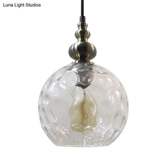 Contemporary Hammered Glass Globe Pendant Light For Boutique Kitchen