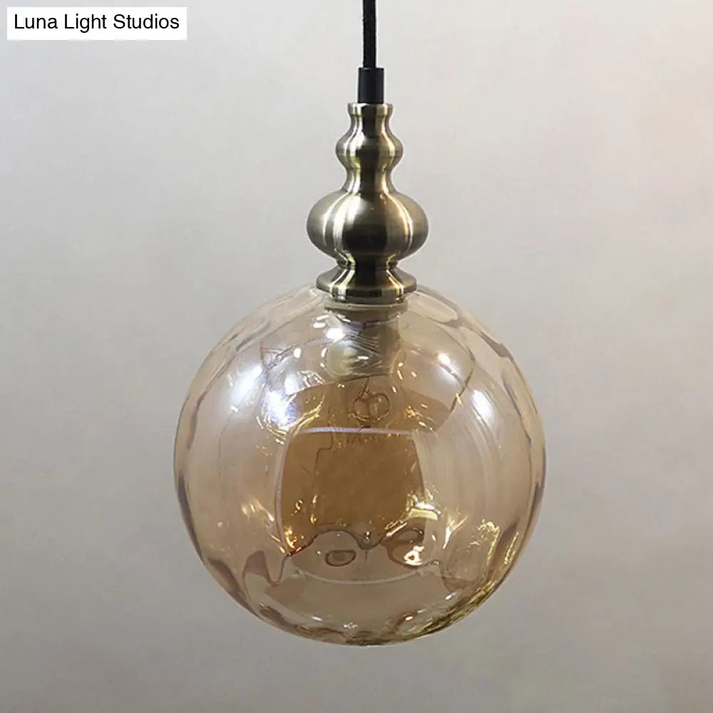 Contemporary Hammered Glass Globe Pendant Light For Boutique Kitchen