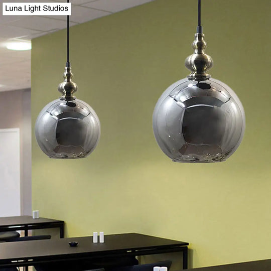 Contemporary Hammered Glass Pendant Light for Boutique Kitchen - 1 Bulb Globe Suspension Light