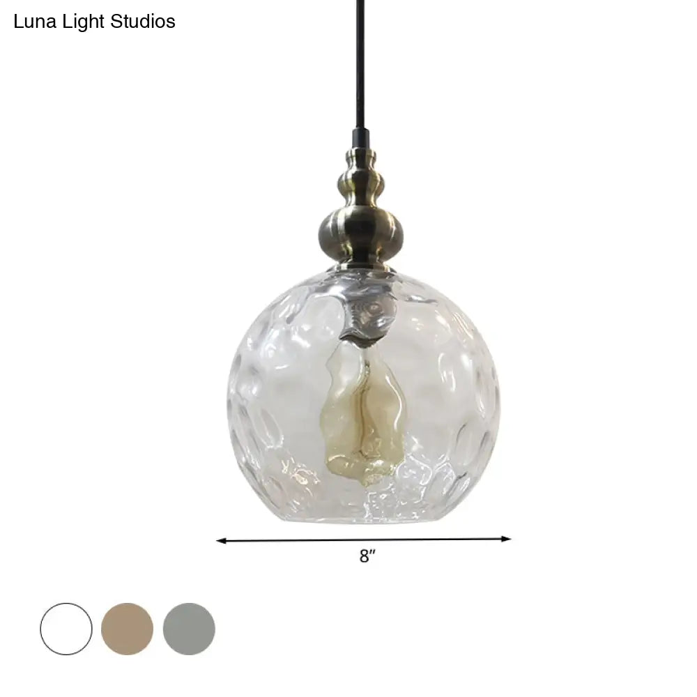Contemporary Hammered Glass Globe Pendant Light For Boutique Kitchen