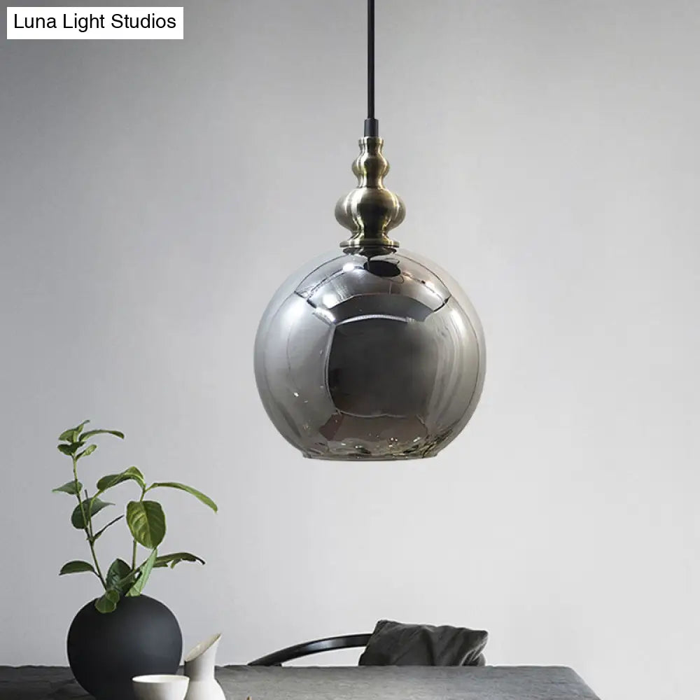Contemporary Hammered Glass Globe Pendant Light For Boutique Kitchen