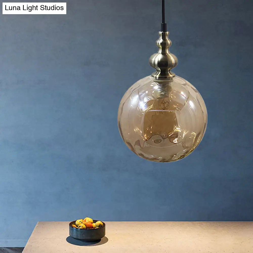Contemporary Hammered Glass Globe Pendant Light For Boutique Kitchen