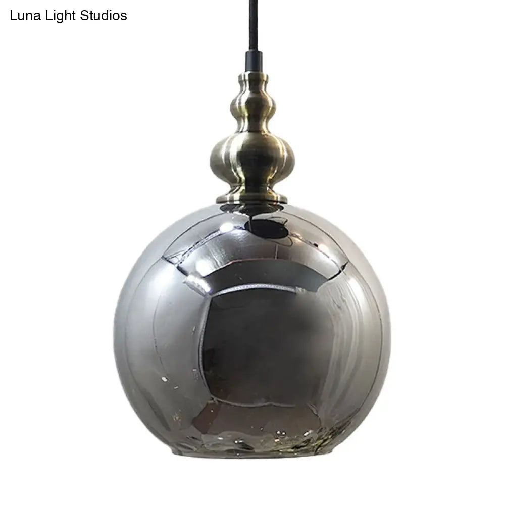 Contemporary Hammered Glass Pendant Light for Boutique Kitchen - 1 Bulb Globe Suspension Light