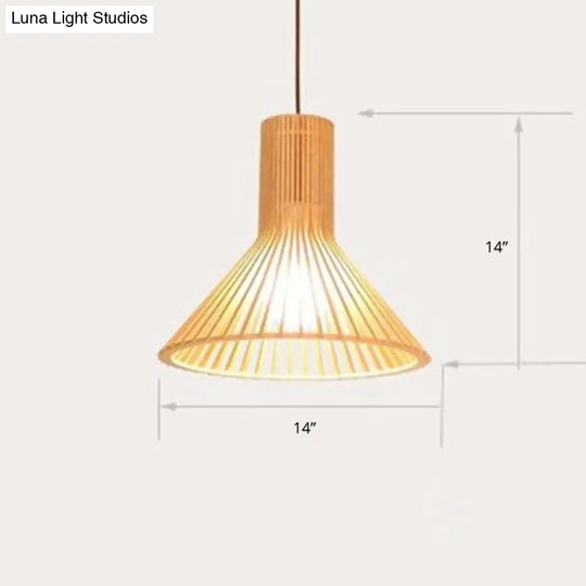 Contemporary Handwoven Bamboo Pendant Light With Single Bulb