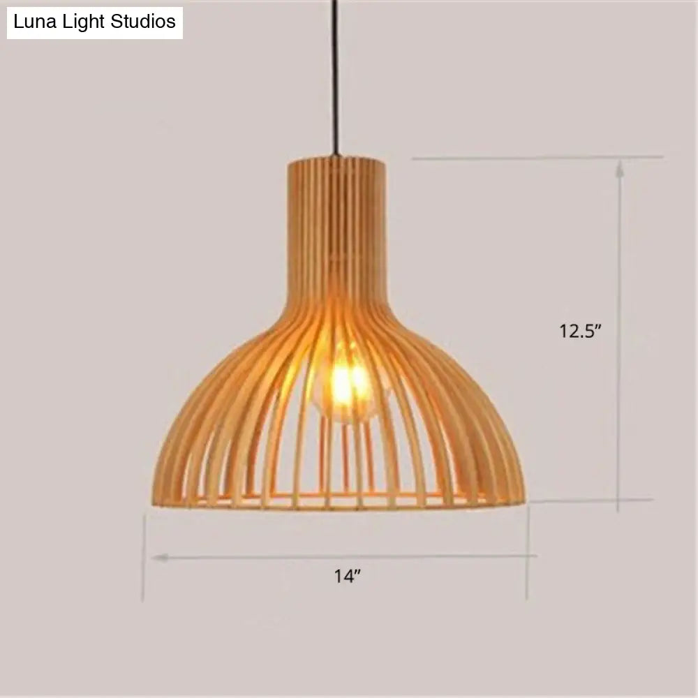Contemporary Handwoven Bamboo Pendant Light With Single Bulb