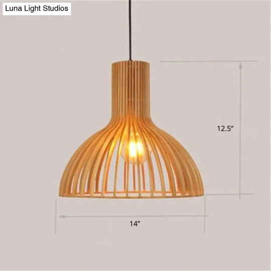 Contemporary Handwoven Bamboo Pendant Light With Single Bulb
