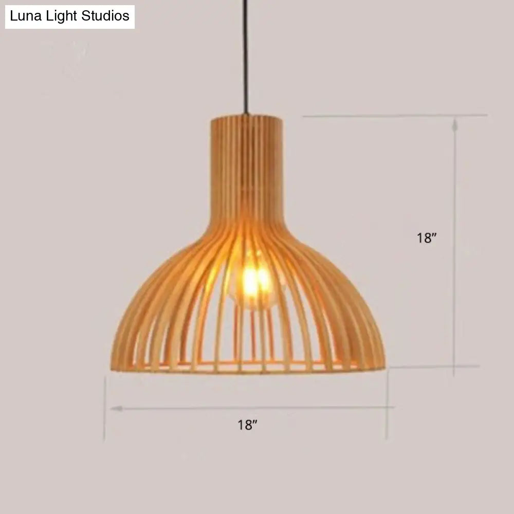 Contemporary Handwoven Bamboo Pendant Light With Single Bulb