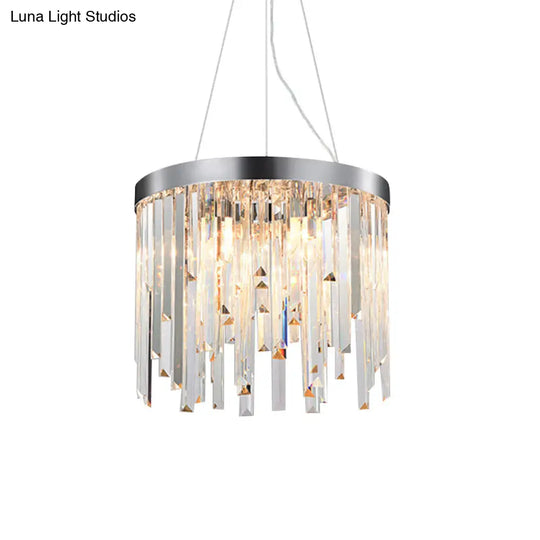 Round Crystal Chandelier Lighting Kit With 2/6 Hanging Bulbs Contemporary Design - 8/16 Wide