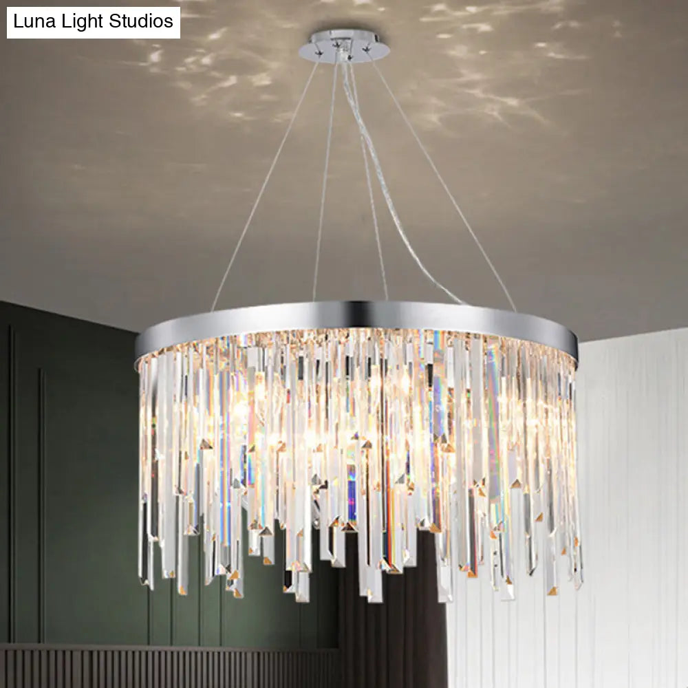 Round Crystal Chandelier Lighting Kit With 2/6 Hanging Bulbs Contemporary Design - 8/16 Wide Clear /
