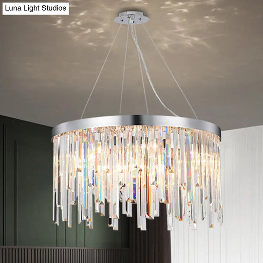 Round Crystal Chandelier Lighting Kit With 2/6 Hanging Bulbs Contemporary Design - 8/16 Wide Clear /