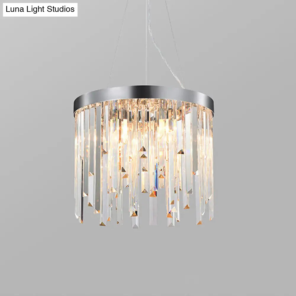 Round Crystal Chandelier Lighting Kit With 2/6 Hanging Bulbs Contemporary Design - 8/16 Wide