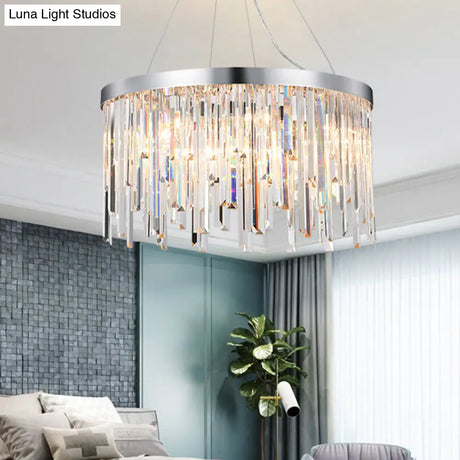 Contemporary Hanging Lamp Kit With Crystal Prisms 2/6 Bulbs 8’/16’ Wide