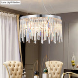 Contemporary Hanging Lamp Kit With Crystal Prisms 2/6 Bulbs 8’/16’ Wide
