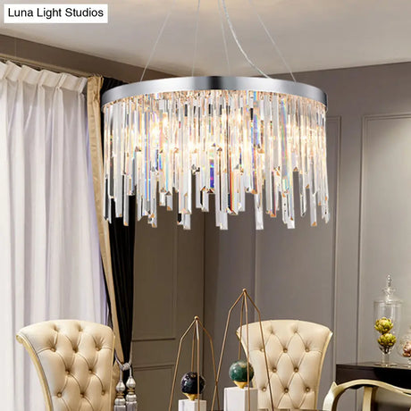 Contemporary Hanging Lamp Kit With Crystal Prisms 2/6 Bulbs 8’/16’ Wide