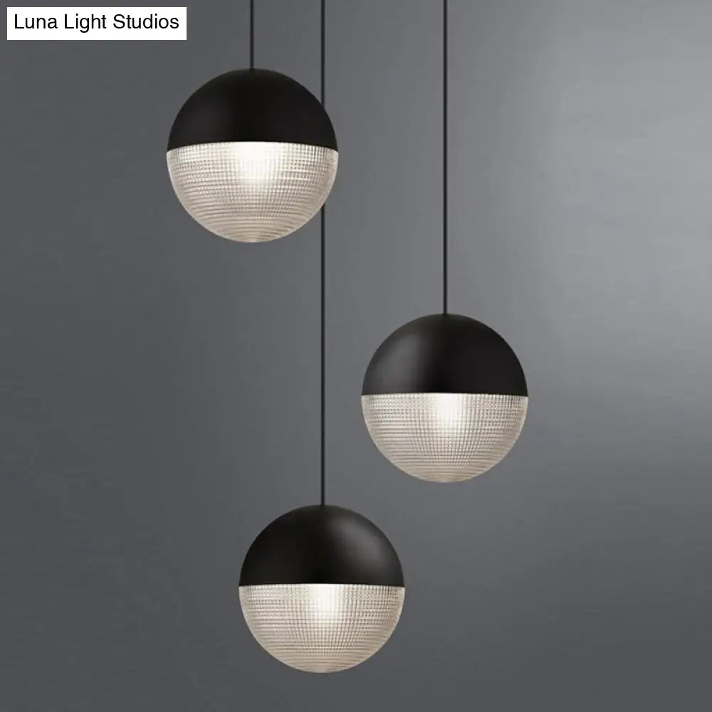 Modern Hemispherical Glass Pendant Light With Frosted Metal Lamp Body - Ideal For Aisles And Bars