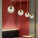 Modern Hemispherical Glass Pendant Light With Frosted Metal Lamp Body - Ideal For Aisles And Bars