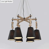 Contemporary Hexagon Chandelier Lamp With 6 Heads In Black White Or Flaxen For Dining Room