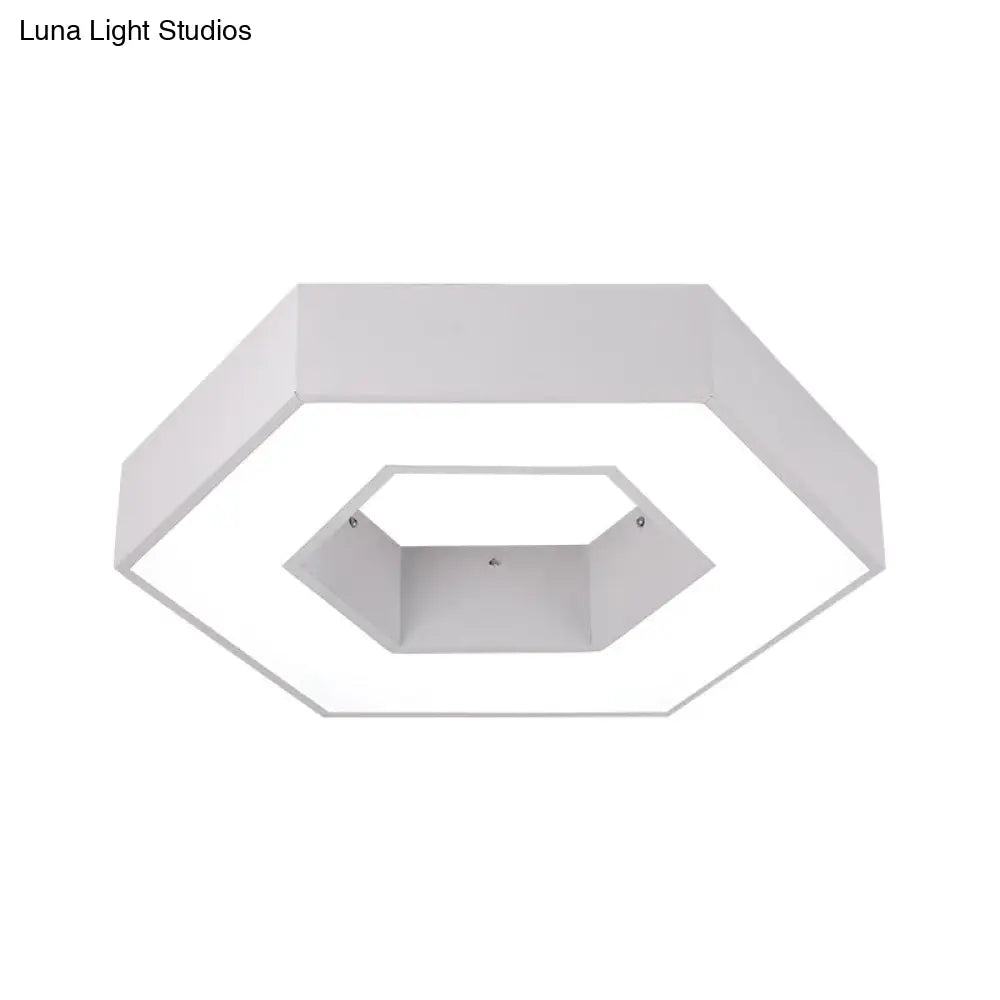 Contemporary Hexagon Led Ceiling Light In Black/White - 16/19.5/31.5 W White / 16