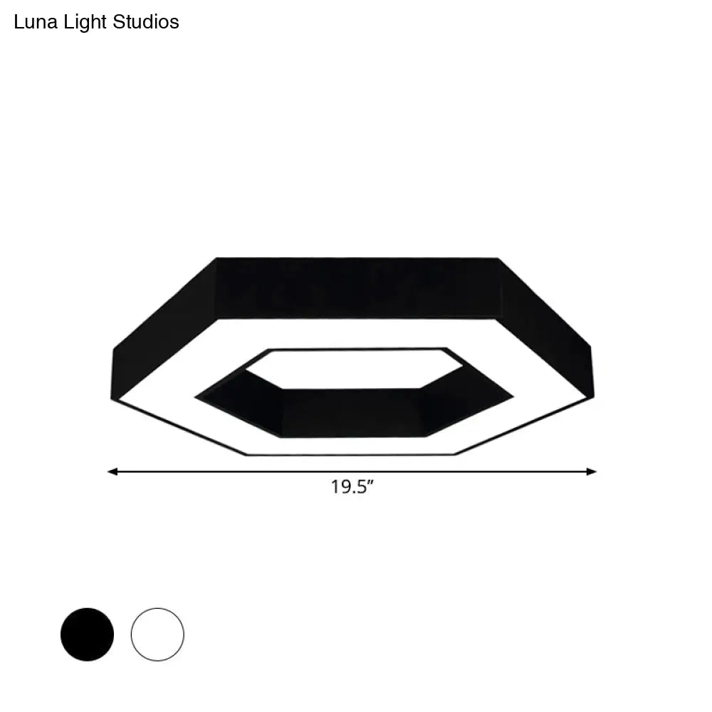 Contemporary Hexagon Led Ceiling Light In Black/White - 16’/19.5’/31.5’ W