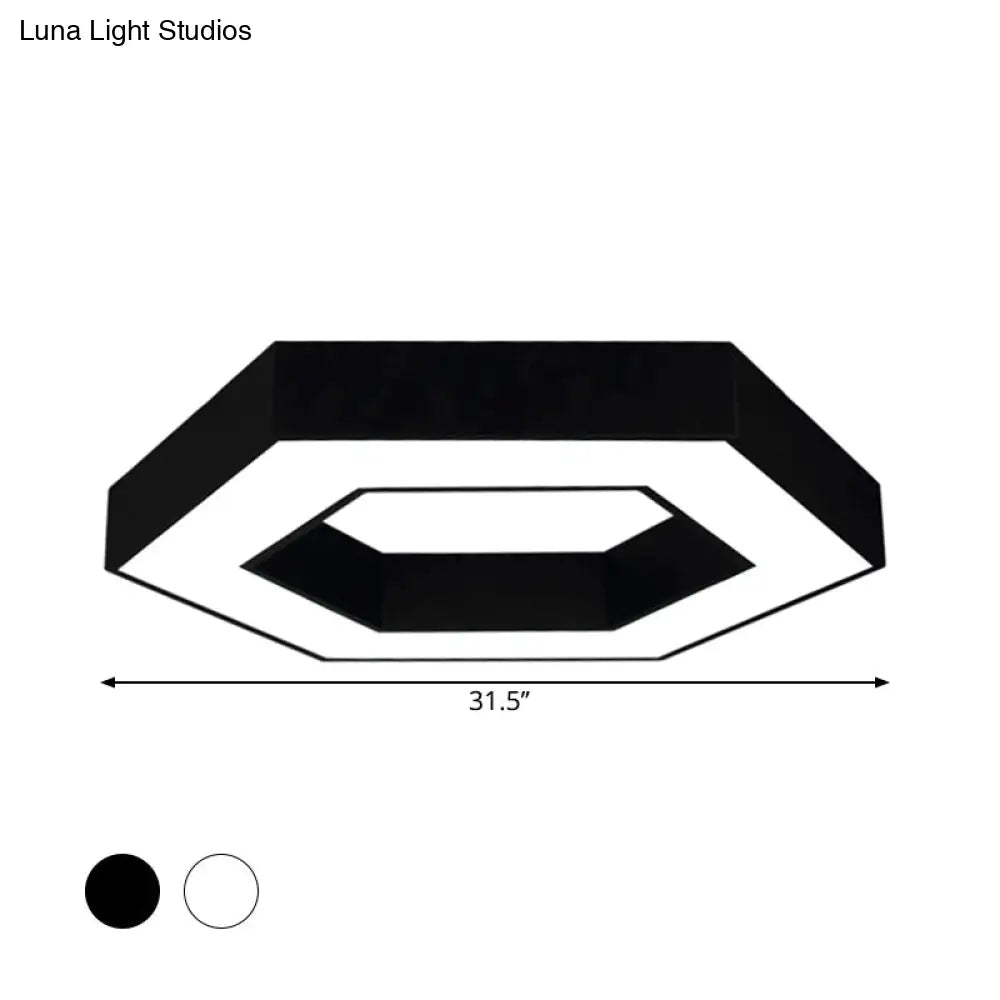 Contemporary Hexagon Led Ceiling Light In Black/White - 16/19.5/31.5 W