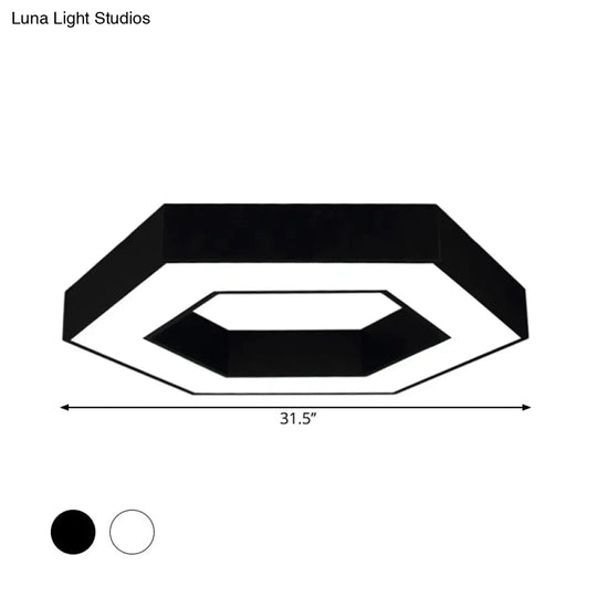 Contemporary Hexagon Led Ceiling Light In Black/White - 16/19.5/31.5 W