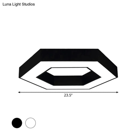 Contemporary Hexagon Led Ceiling Light In Black/White - 16’/19.5’/31.5’ W